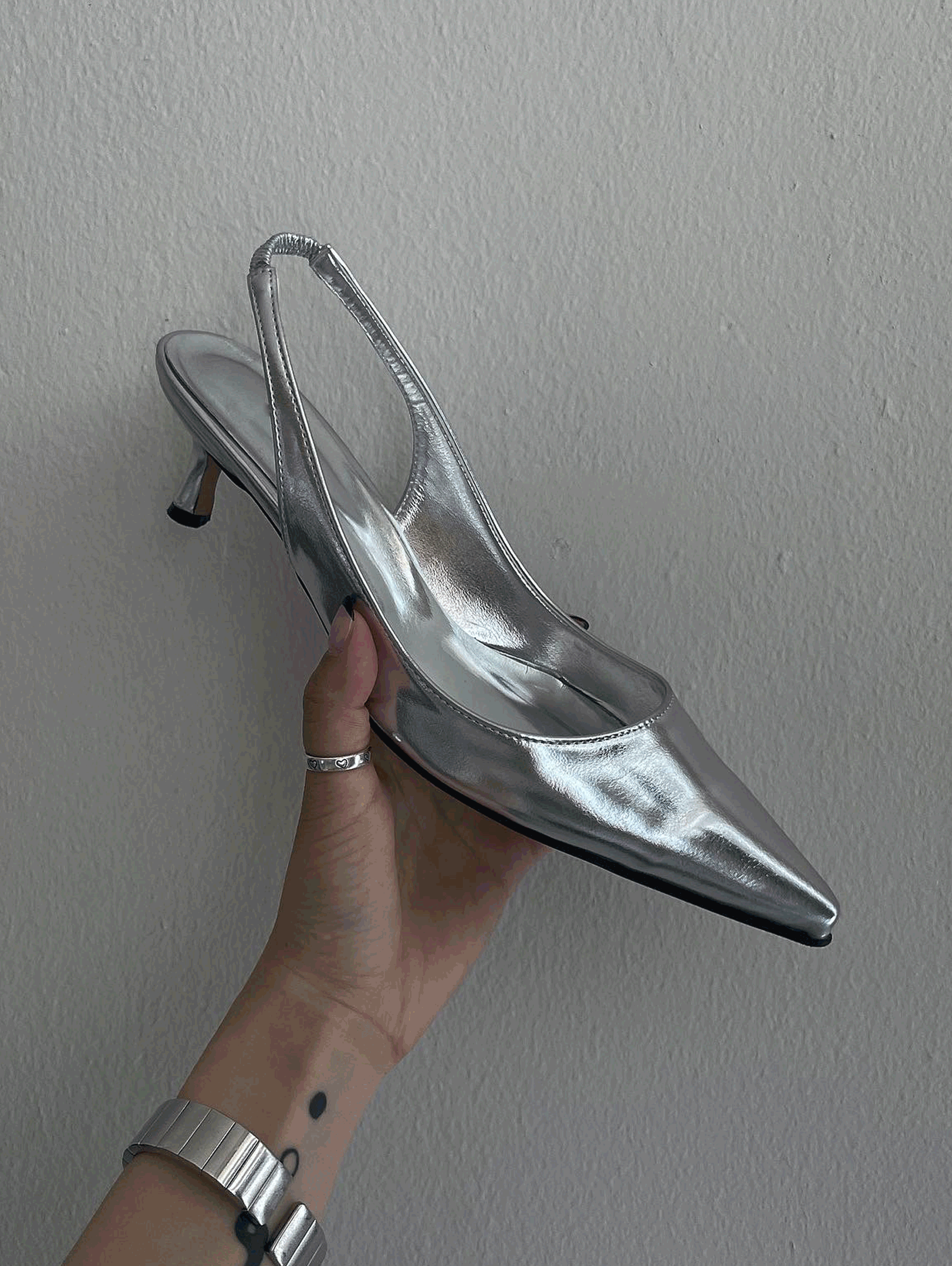 Silver&amp;White stiletto heel (국내생산/5cm)