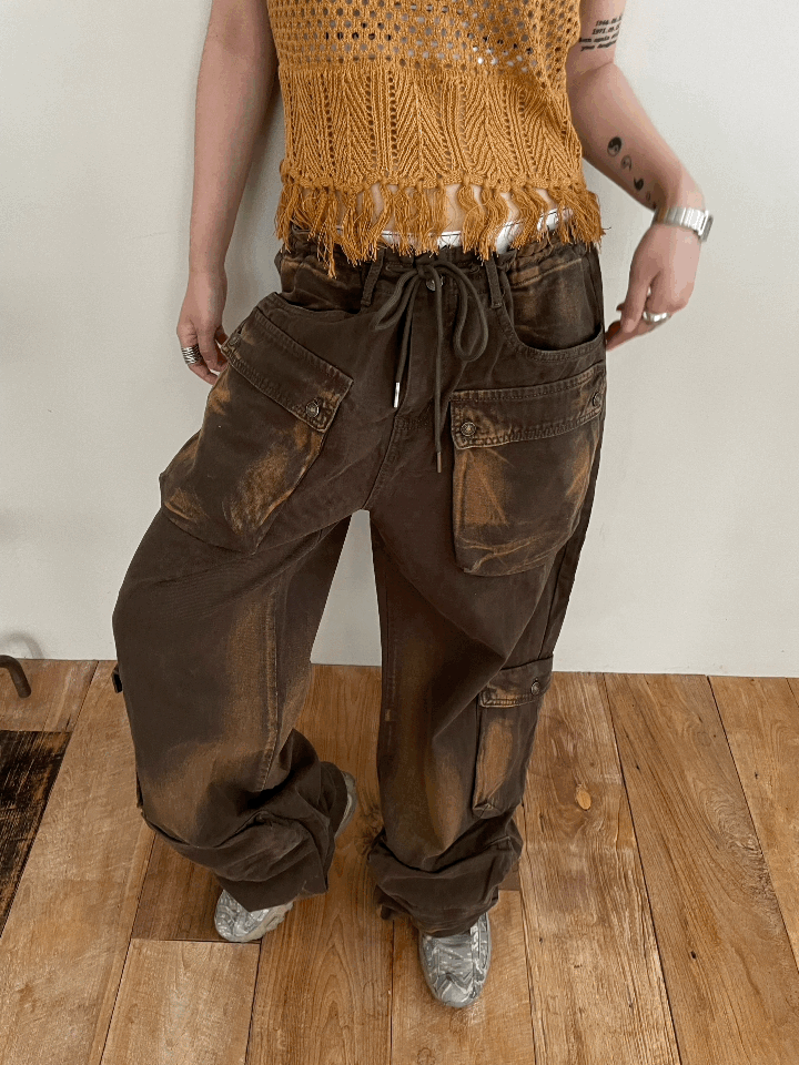 Brown work denim pants
