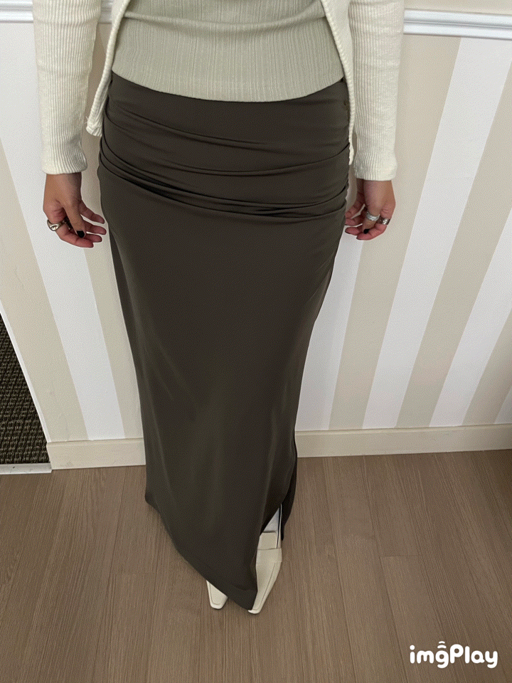 Side shirring long skirt