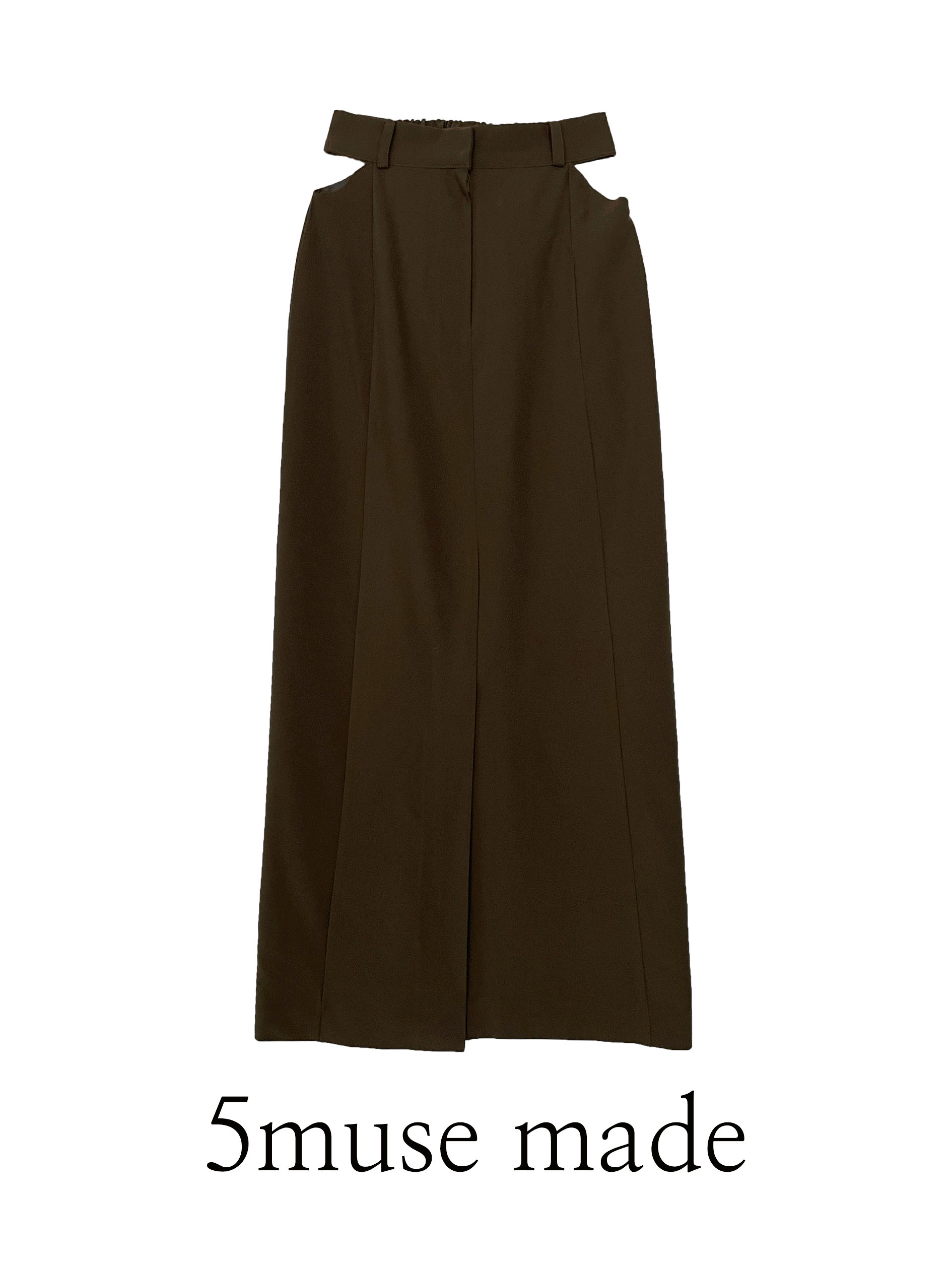 [5muse made] Muse slit maxi skirt - Brown (당일발송)