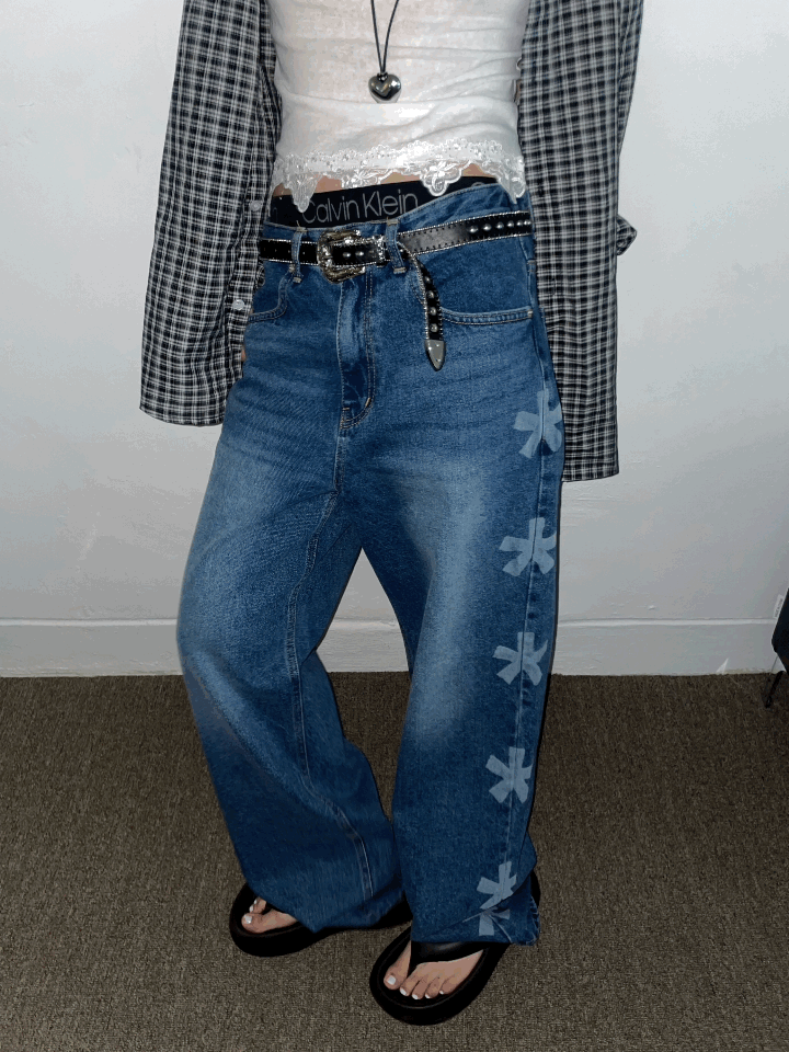 [SALE] Star wide denim pants (남여공용) (정가 64,000원) (교환, 환불 불가)
