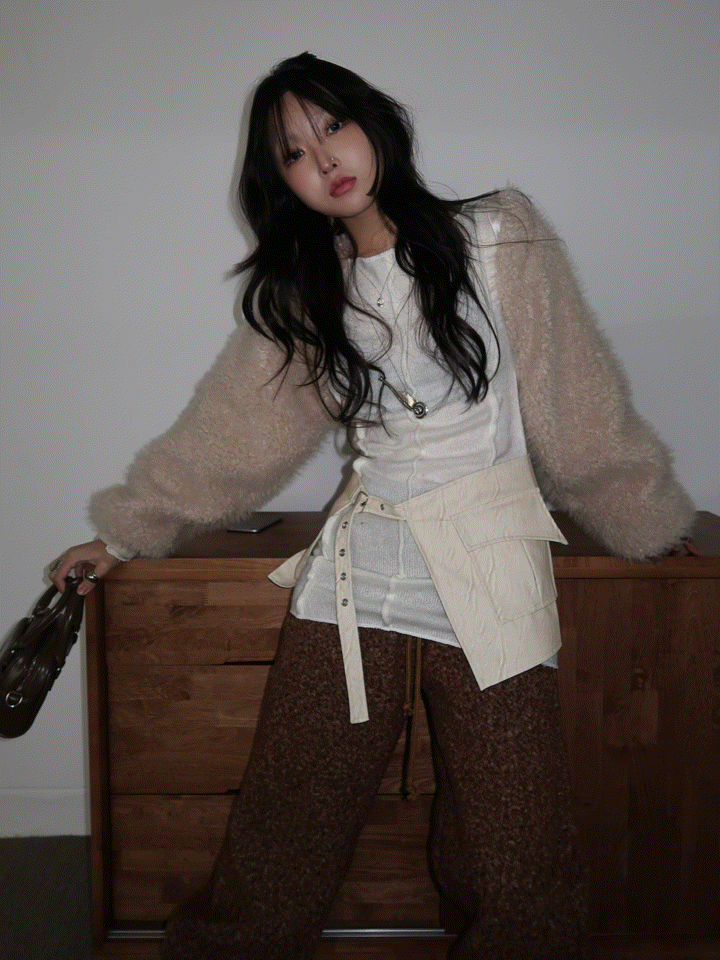 Leather wrap skirt (레이어드)