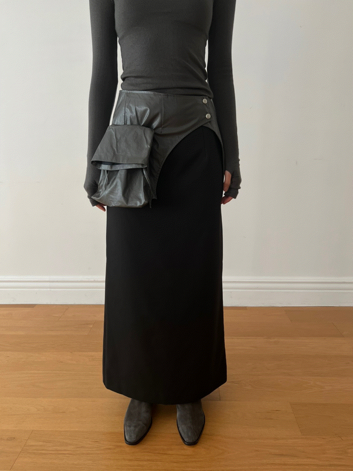 Muse wrap leather layerd skirt